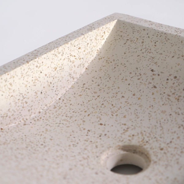 Witte terrazzo rechthoekige waskom 45 cm x 40 cm - Mayuri