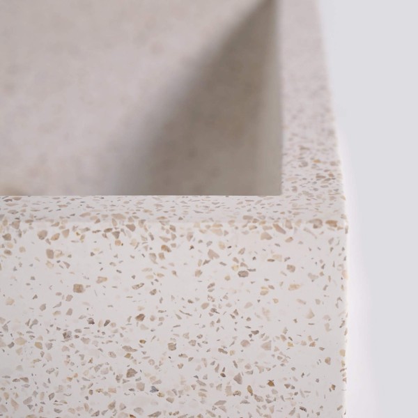 Witte terrazzo rechthoekige waskom 45 cm x 40 cm - Mayuri
