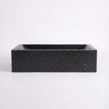 Zwarte terrazzo rechthoekige waskom 45 cm x 40 cm - Mayuri