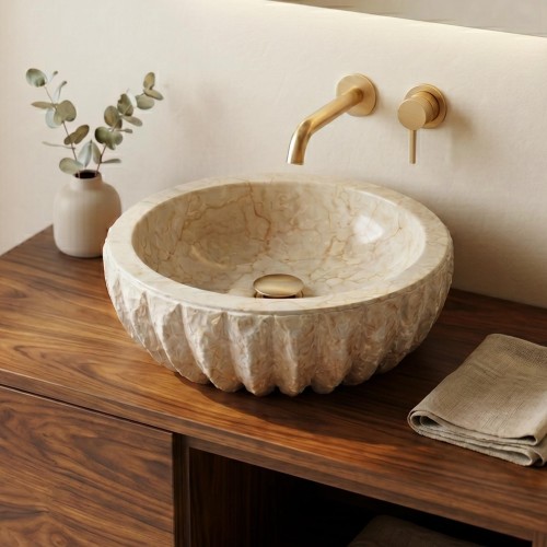 Vrijstaande wastafel natuursteen - Abstrak