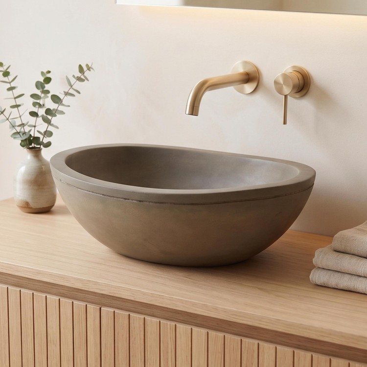 Betonnen wastafel natuurlijke kleur - Mineral blend