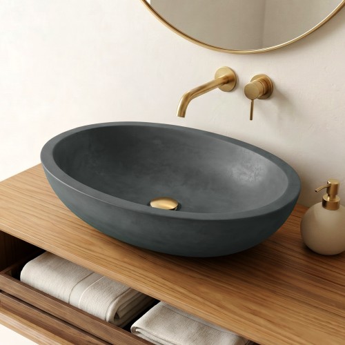 Ovaal betonnen waskom - Kopergroen - Raw Blend