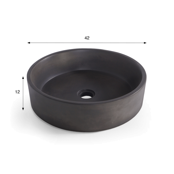 Rond betonnen waskom - Diep antraciet - Mineral