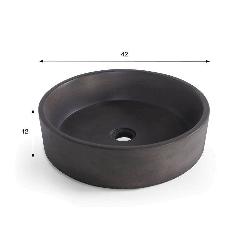 Rond betonnen waskom - Diep antraciet - Mineral