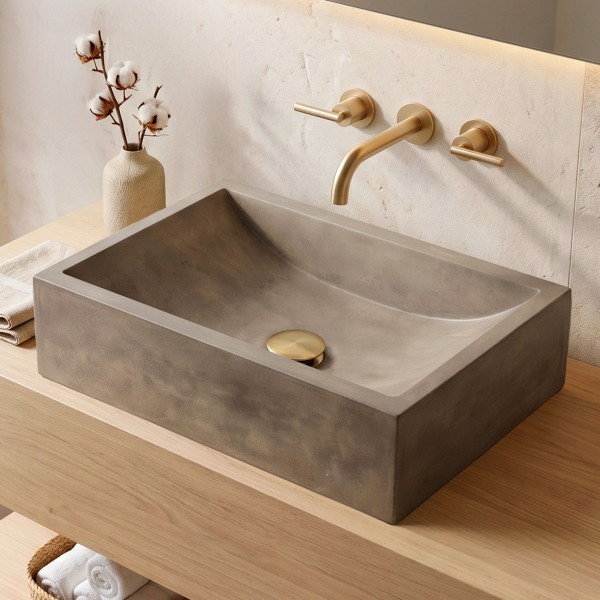 Rechthoekig betonnen waskom - Natuurlijke kleur - Pure Cast