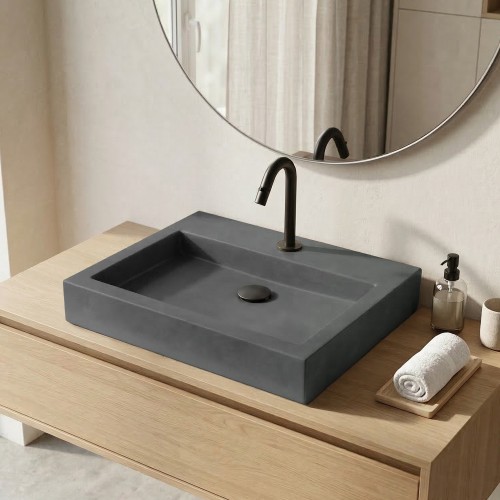 Kopergroen rechthoekig betonnen waskom - Solidis