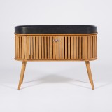 120 cm massief teak badkamermeubel met zwarte terrazzo waskom - Keya
