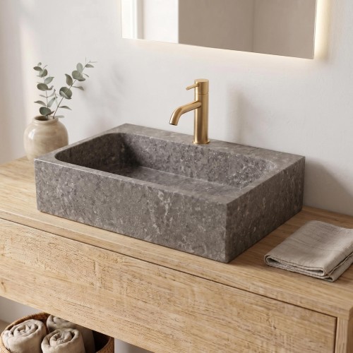 Vrijstaande wastafel natuursteen - Lily