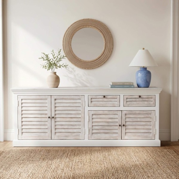 Dressoir voor de eetkamer in natuurlijk wit hout 210 cm - Sea Side