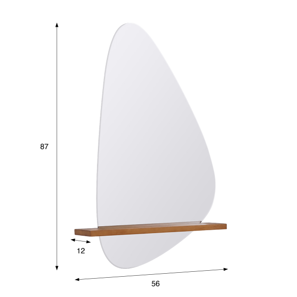 Organische enkele spiegel met teak plank - Anjali