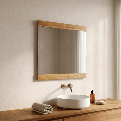 Rechthoekige spiegel 80 cm met dubbel houten frame
