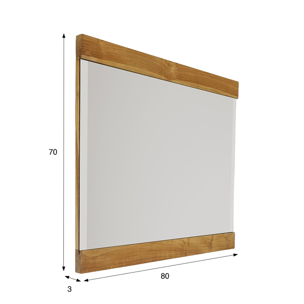 Rechthoekige spiegel 80 cm met dubbel houten frame