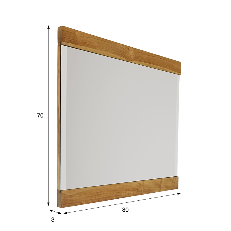 Rechthoekige spiegel 80 cm met dubbel houten frame