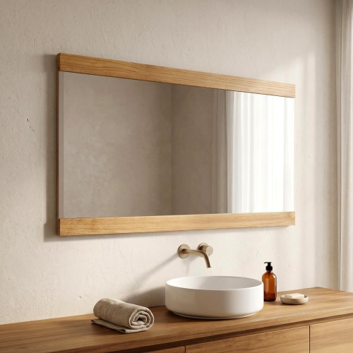 Rechthoekige spiegel 140 cm met dubbel houten frame