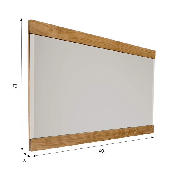 Rechthoekige spiegel 140 cm met dubbel houten frame