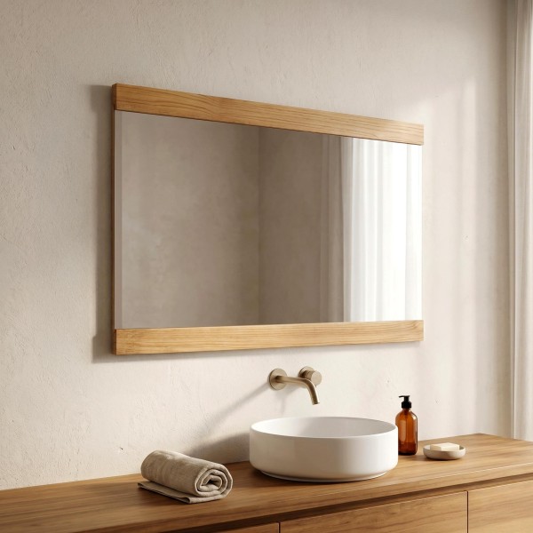 Rechthoekige spiegel 120 cm met dubbel houten frame