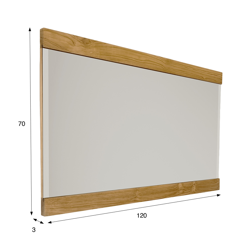 Rechthoekige spiegel 120 cm met dubbel houten frame