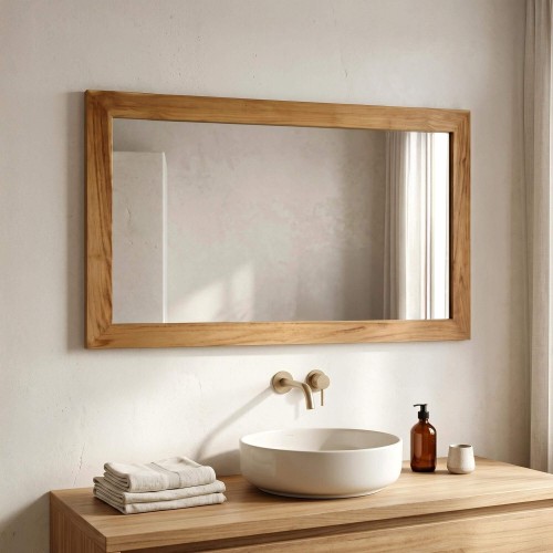 Rechthoekige Spiegel 120 cm van massief teakhout frame