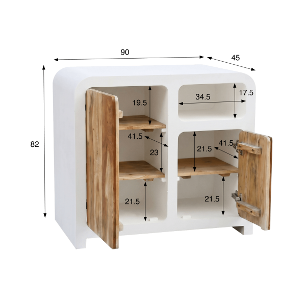 Dressoir voor de eetkamer in betonlook en massief acaciahout 90 cm - Mineralis