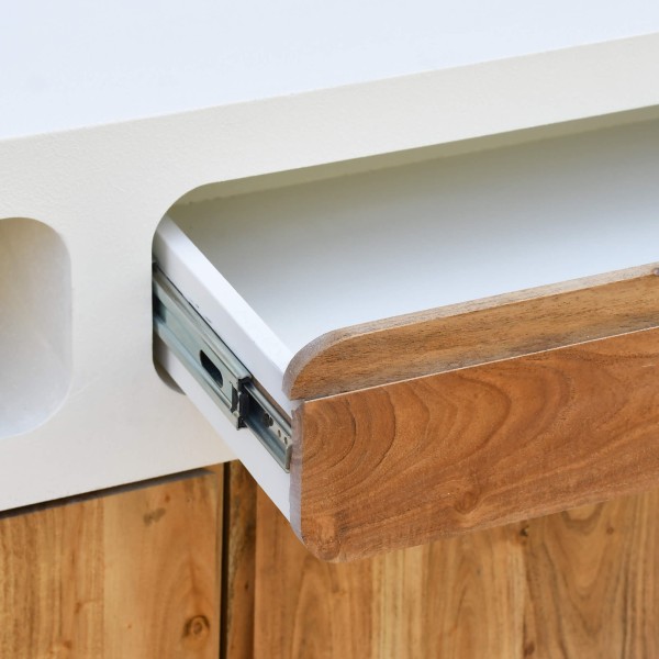 Dressoir voor de eetkamer in betonlook en massief acaciahout - Mineralis