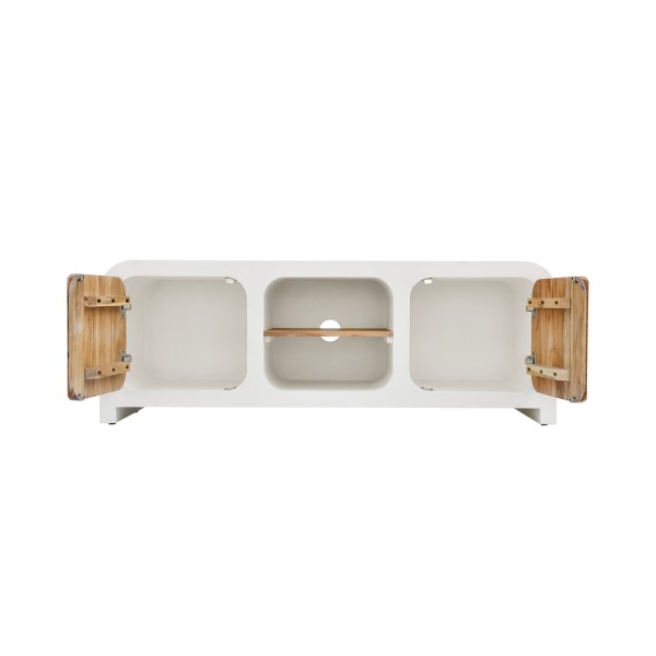 TV-meubel in betonlook en massief acaciahout 140 cm - Mineralis