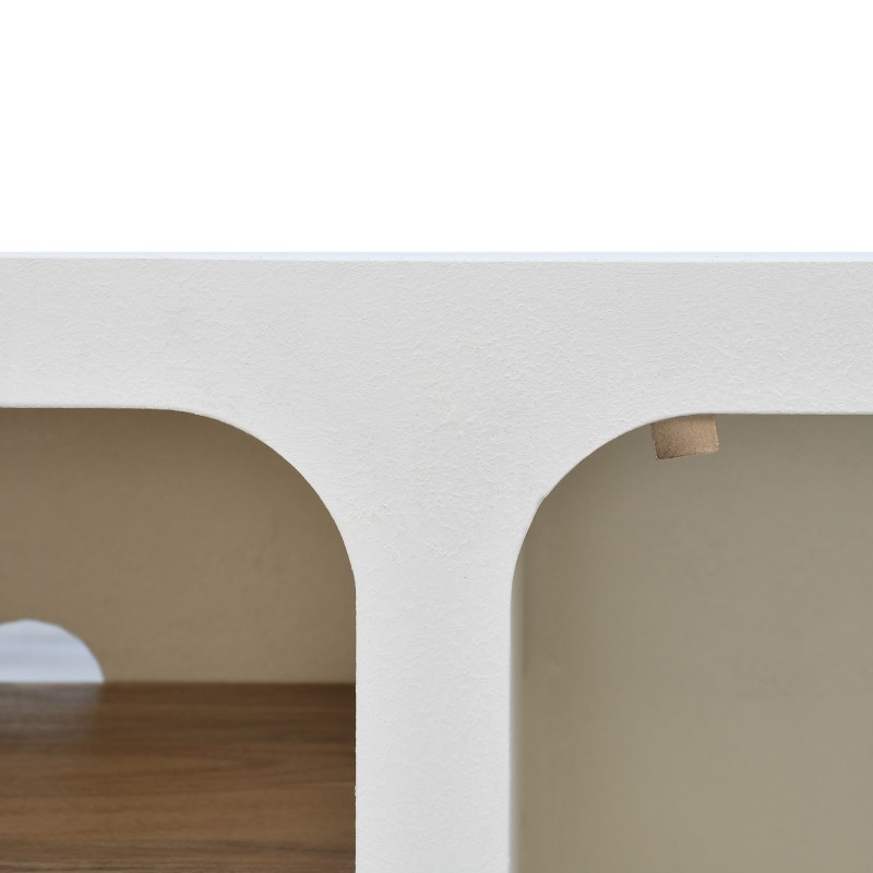 TV-meubel in betonlook en massief acaciahout 140 cm - Mineralis