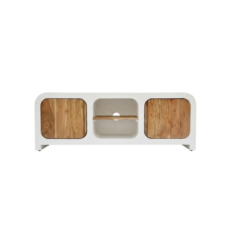 TV-meubel in betonlook en massief acaciahout 140 cm - Mineralis