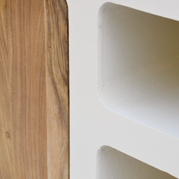 TV-meubel in betonlook en massief acaciahout 180 cm - Mineralis