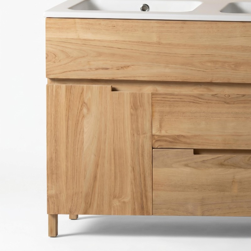 Badkamermeubel in massief teakhout 120 cm, matte afwerking - Olwen