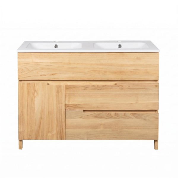 Badkamermeubel in massief teakhout 120 cm, matte afwerking - Olwen