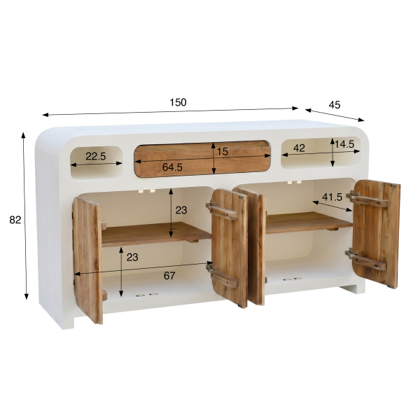 Dressoir voor de eetkamer in betonlook en massief acaciahout - Mineralis
