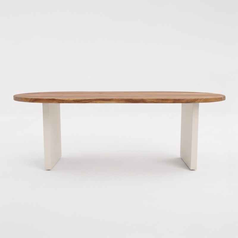 Eettafel in massief acaciahout met poten in betonlook - Mineralis