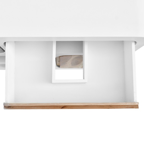 Wastafelonderkast in betonlook en massief acaciahout 140 cm - Mineralis