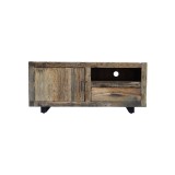 TV-meubel in donker, ruw oud hout 110 cm - Antique