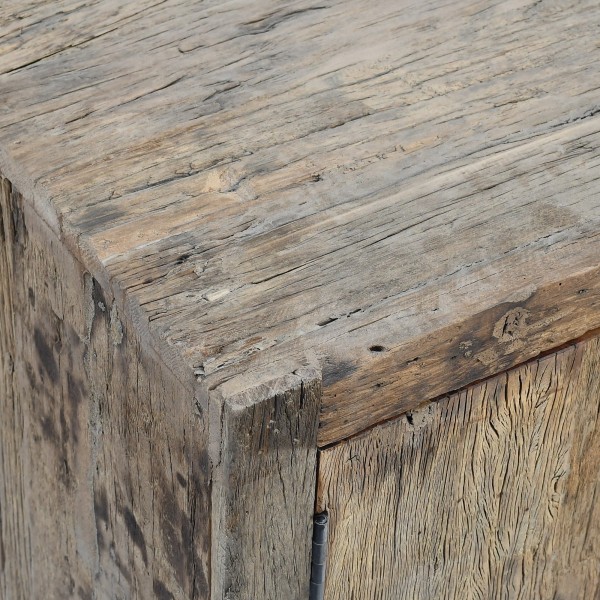 TV-meubel in donker, ruw oud hout 110 cm - Antique