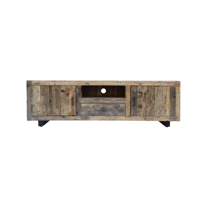 TV-meubel in donker, ruw oud hout 160 cm - Antique
