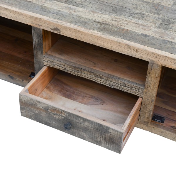 TV-meubel in donker, ruw oud hout 160 cm - Antique