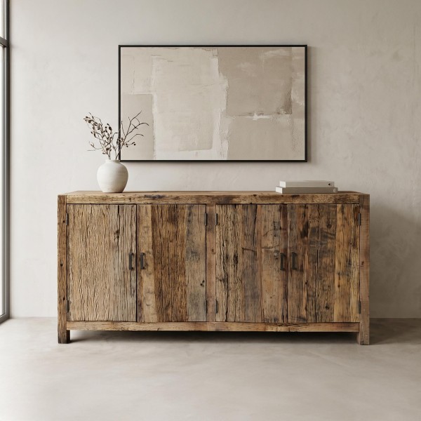Dressoir in massief, ruw oud hout - Antique
