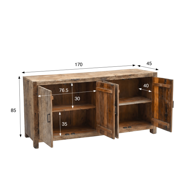 Dressoir in massief, ruw oud hout - Antique