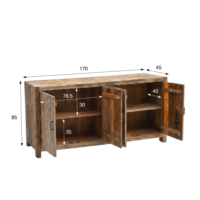 Dressoir in massief, ruw oud hout - Antique