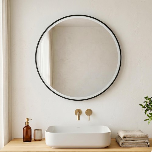 Ronde spiegel van 70 cm met ijzeren frame