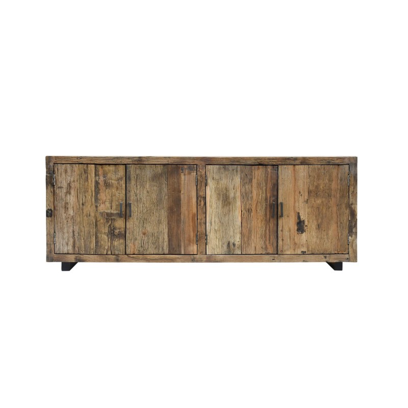 Dressoir in massief, ruw oud hout 200 cm - Antique