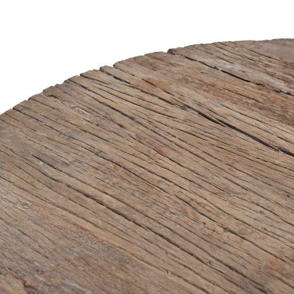 Ronde salontafel in massief, ruw oud hout - Rustique