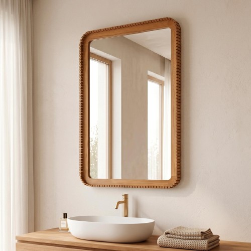 Rechthoekige teak houten spiegel 80 x 60 cm - Beria