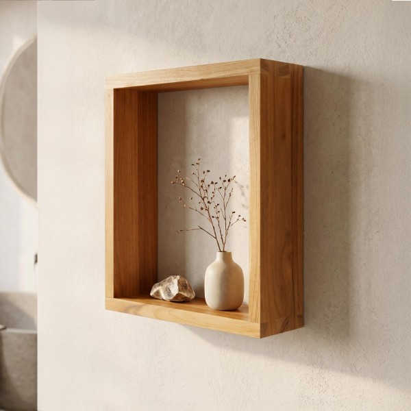 Teakhouten wandplank 30 x 35 cm