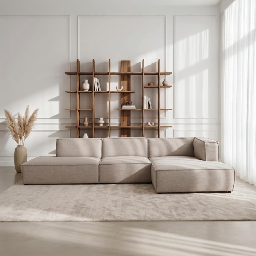 Hoeksalon 4-zits met rechterlongchair, open links - Isla