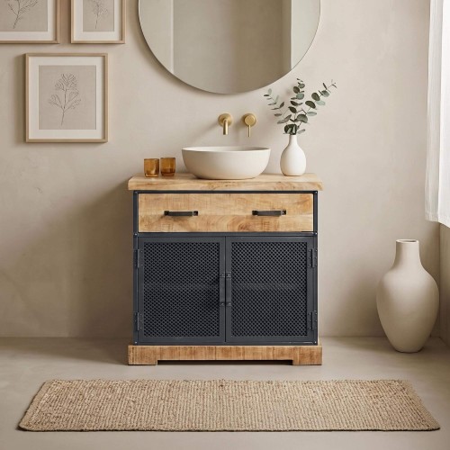 Wastafelmeubel in hout en metaal 80 cm - Cambridge