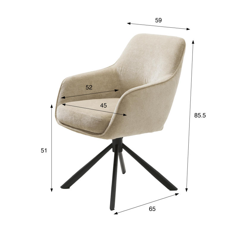 Comfortabele draaifauteuil voor de eetkamer - Cowley