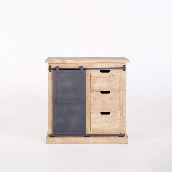 Wastafelmeubel in massief hout en metaal 80 cm - Detroit