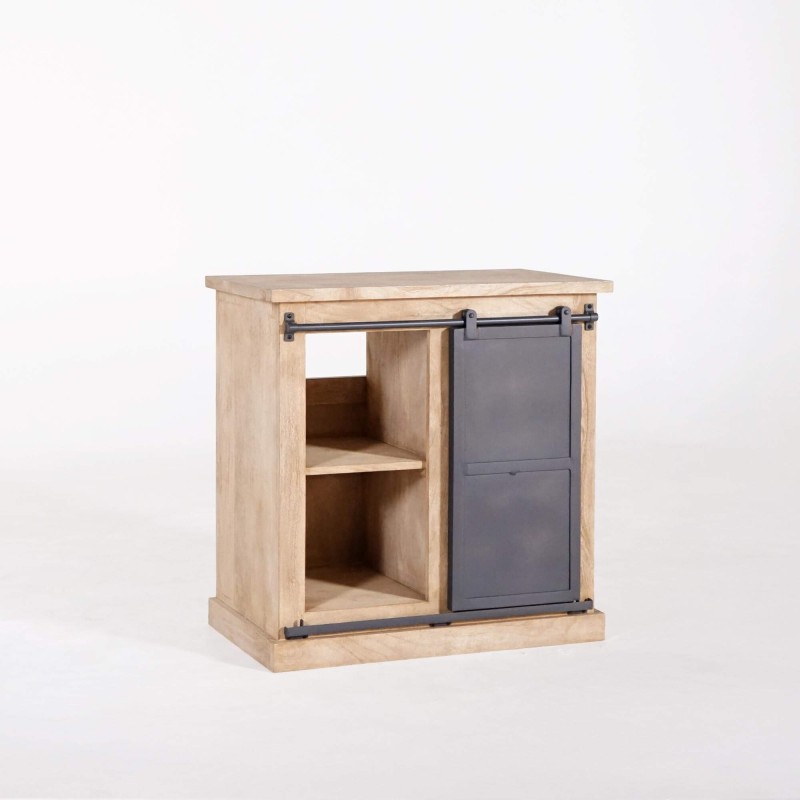Wastafelmeubel in massief hout en metaal 80 cm - Detroit